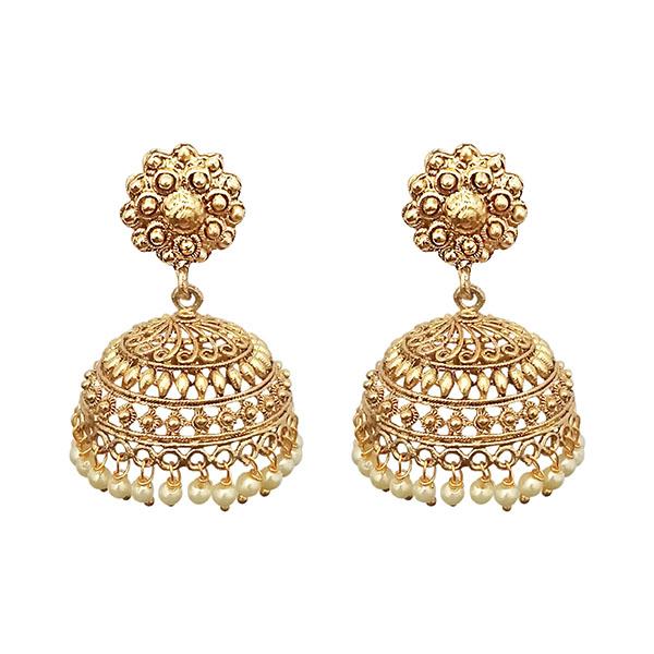 Kriaa Gold Plated Pearl Jhumki Earrings - 1307639