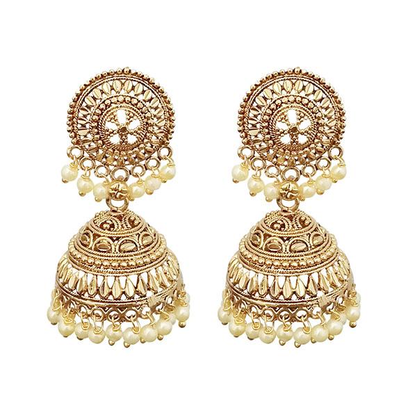 Kriaa Gold Plated Pearl Jhumki Earrings - 1307640