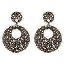 Jeweljunk Antique Gold Plated Marcasite Stone Dangler Earrings - 1307742B