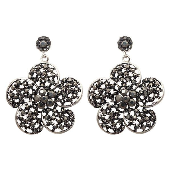 Yoona Rhodium Plated Marcasite Stone Dangler Earrings - 1307749A