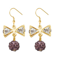 Urthn White Glass Stone Gold Plated Ball Earrings - 1307962B