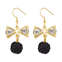 Urthn White Glass Stone Gold Plated Ball Earrings - 1307962D