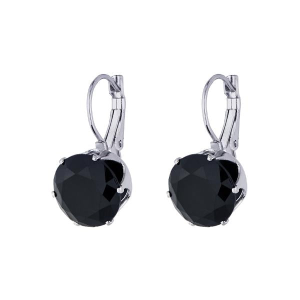 Kriaa Black Resin Stone Silver Plated Dangler Earrings - 1307966B