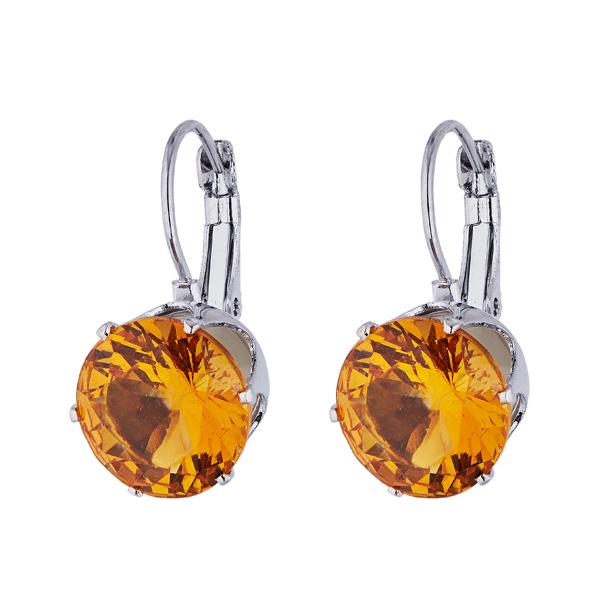 Kriaa Resin Stone Silver Plated Dangler Earrings - 1307966C