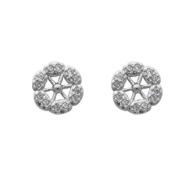 Eleonora American Diamond Silver Plated Floral Stud Earrings - 1308008