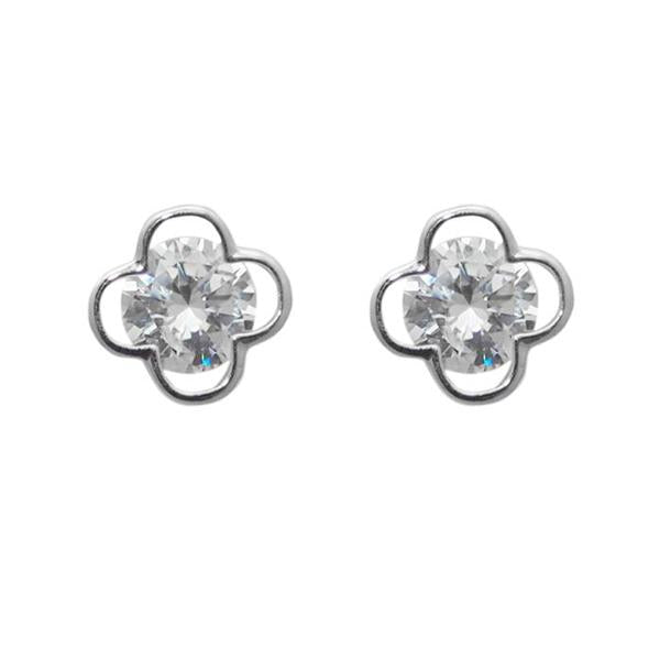 Morini Cubic Zirconia Diamond  Floral Stud Earrings - 1308015