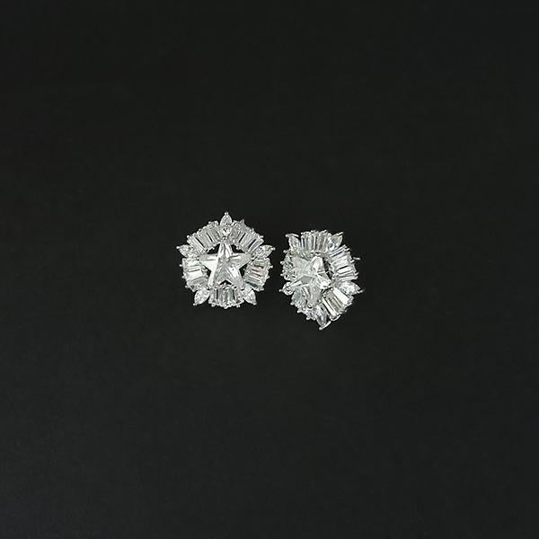 Urthn AD Stone Rhodium Plated Stud Earrings - 1308040B