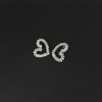 Urthn AD Stone Rhodium Plated Stud Earrings - 1308050B