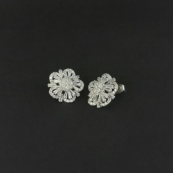 Urthn AD Stone Rhodium Plated Stud Earrings - 1308052