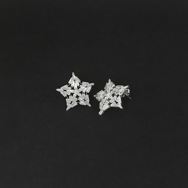 Urthn AD Stone Rhodium Plated Stud Earrings - 1308053