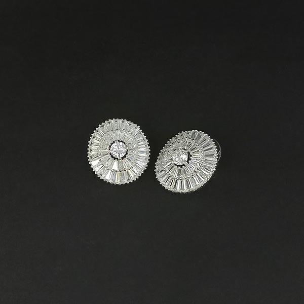 Urthn AD Stone Rhodium Plated Stud Earrings - 1308054
