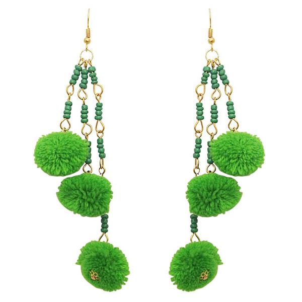 Jeweljunk Green Thread Gold Plated Earrings - 1308302B