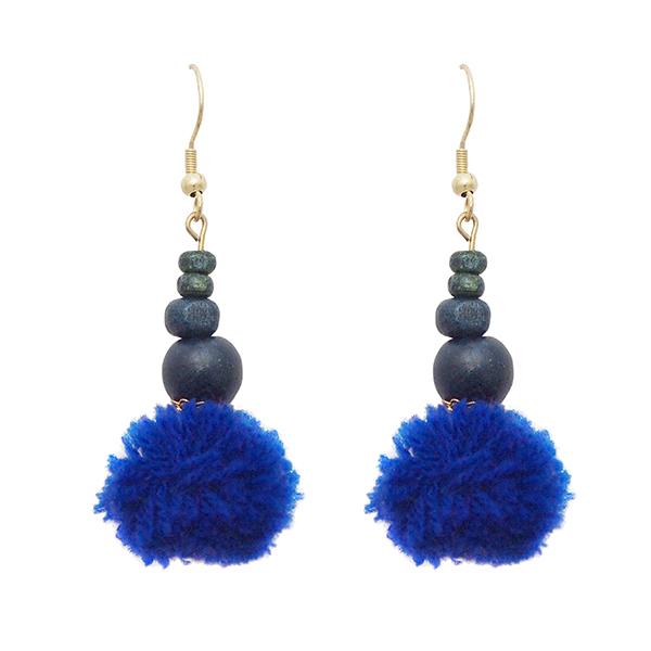 Jeweljunk Blue Thread Gold Plated Thread Earrings - 1308304D