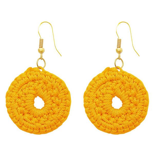 The99Jewel Yellow Thread Round Shape Earrings - 1308311A