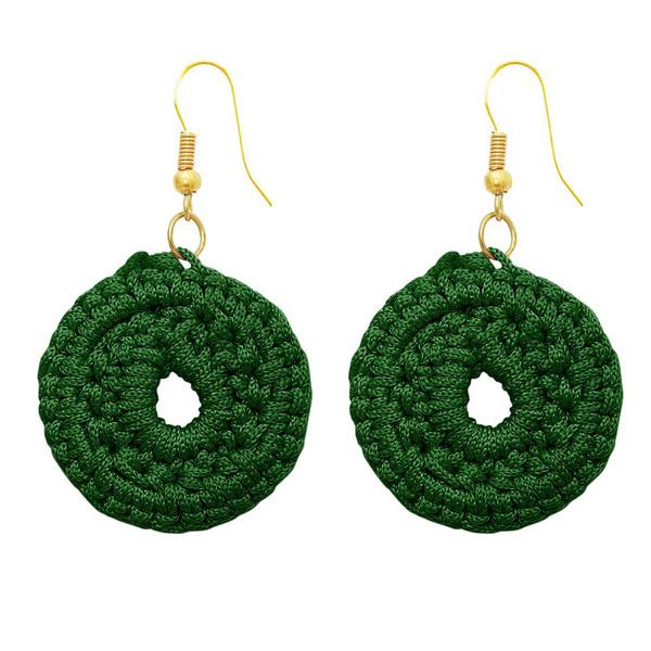 The99Jewel Gold Plated Green Thread Round Shape Earrings - 1308311D