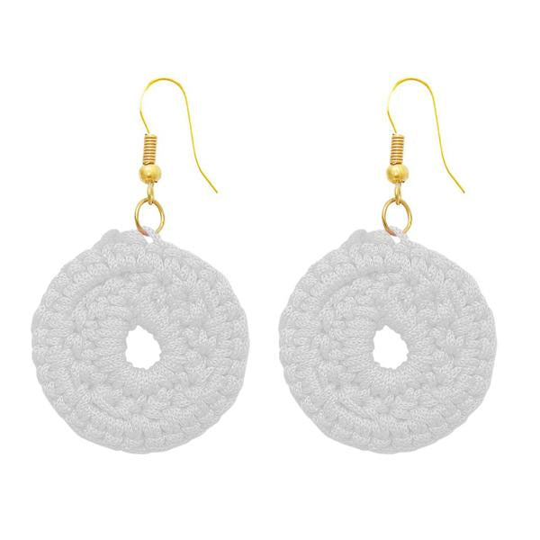 The99Jewel White Thread Gold Plated Round Shape Earrings - 1308311E