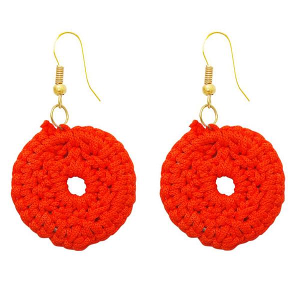 The99Jewel Gold Plated Red Thread Round Shape Earrings - 1308311I