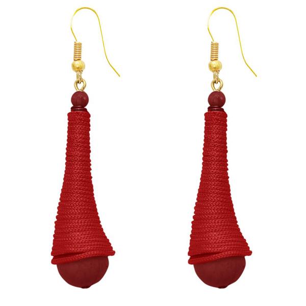 The99Jewel Gold Plated Maroon Thread Earrings - 1308319G