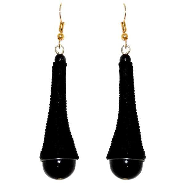 Jeweljunk Gold Plated Black Thread Earrings - 1308319J