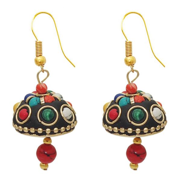 Jeweljunk Multicolour Red Drop Jhumki Earrings - 1308324