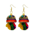 Kriaa Gold Plated Multi Beads Pom Pom Earrings - 1308326