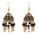 Kriaa Gold Plated Black Beads Jhumki Earrings - 1308328H