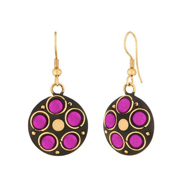 Jeweljunk Purple Beads Gold Plated Dangler Earrings - 1308329E