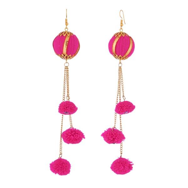 Jeweljunk Pink Thread Gold Plated Earrings - 1308331A