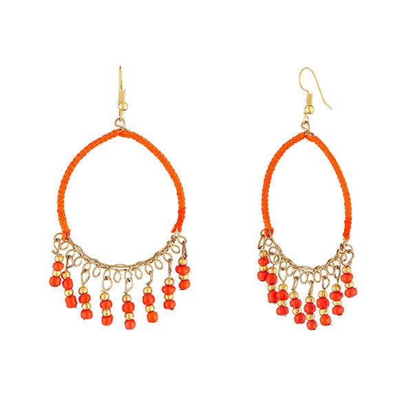 Jeweljunk Gold Plated Orange Thread Earrings - 1308338