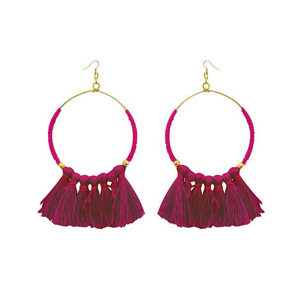 Jeweljunk Gold Plated Pink Thread Earrings - 1308339A