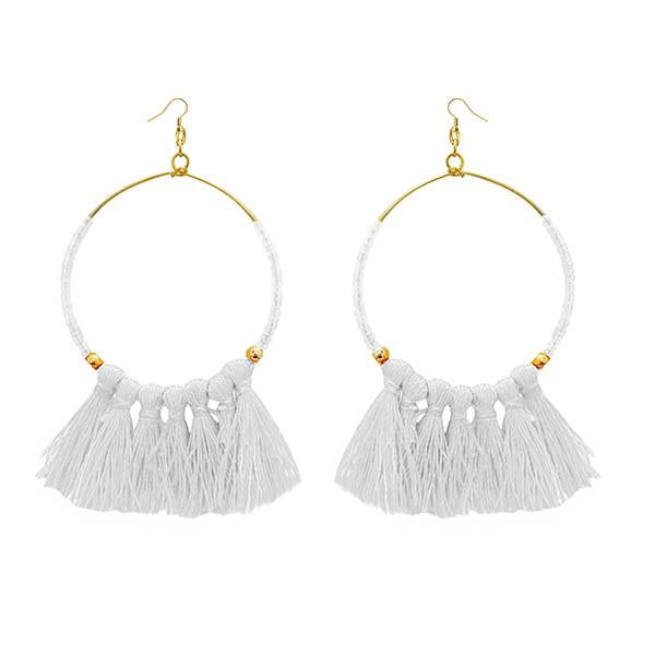 Tip Top Fashions Gold Plated White Thread Earrings - 1308339H