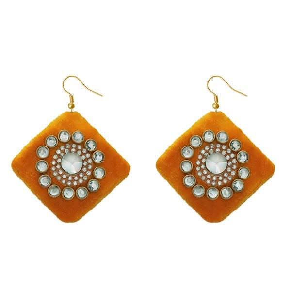 Tip Top Fashions Austrian Stone Orange Velvet Earrings - 1308340B