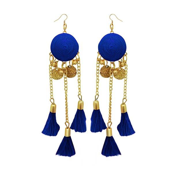 Jeweljunk Blue Thread Gold Plated Earrings - 1308341B