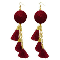 Jeweljunk Gold Plated  Maroon Thread Earrings - 1308342E