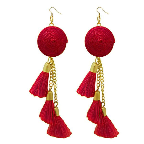 Jeweljunk Gold Plated  Red Thread Earrings - 1308342I