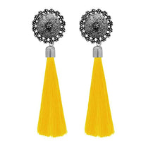 Jeweljunk Yellow Oxidised Plated Thread Earrings - 1308343E