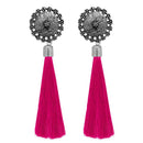 Jeweljunk Pink Oxidised Plated Thread Earrings - 1308343F