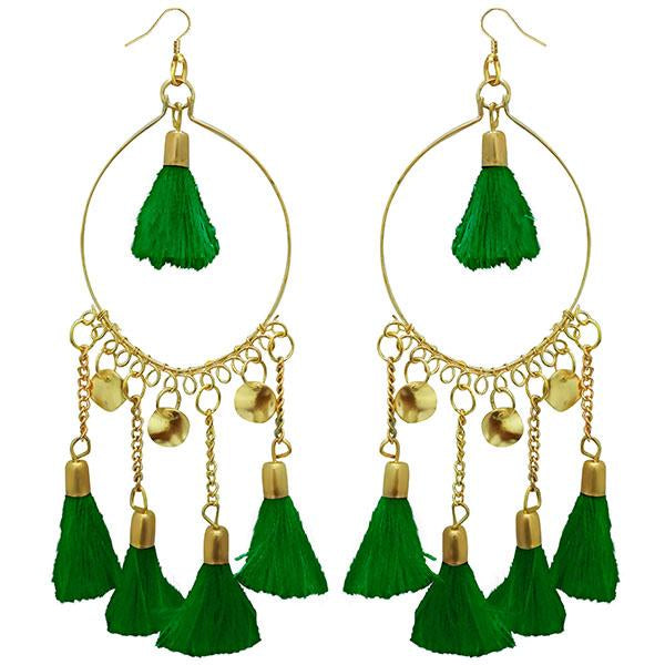 Jeweljunk Green Thread Gold Plated Earrings - 1308344J