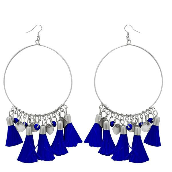 Jeweljunk Silver Plated Blue Thread Earrings - 1308345D