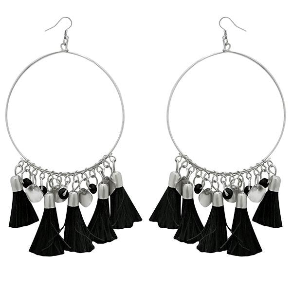 Jeweljunk Silver Plated Black Thread Earrings - 1308345H