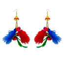 Jeweljunk Gold Plated Multicolor Thread Feather Earrings - 1308346B