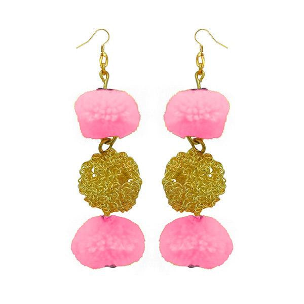 Jeweljunk Pink Pompom Thread Earrings - 1308347E