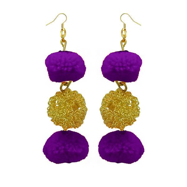 Tip Top Fashions Purple Pompom Thread Earrings - 1308347G