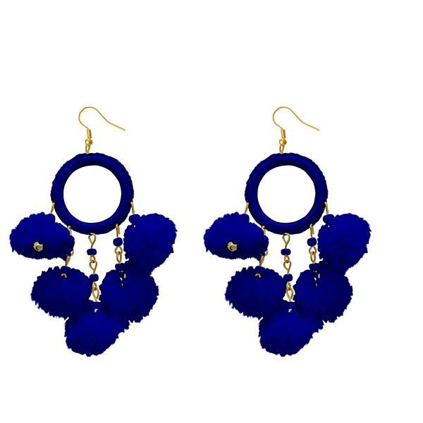 Jeweljunk Blue Thread Pompom Earrings - 1308348A