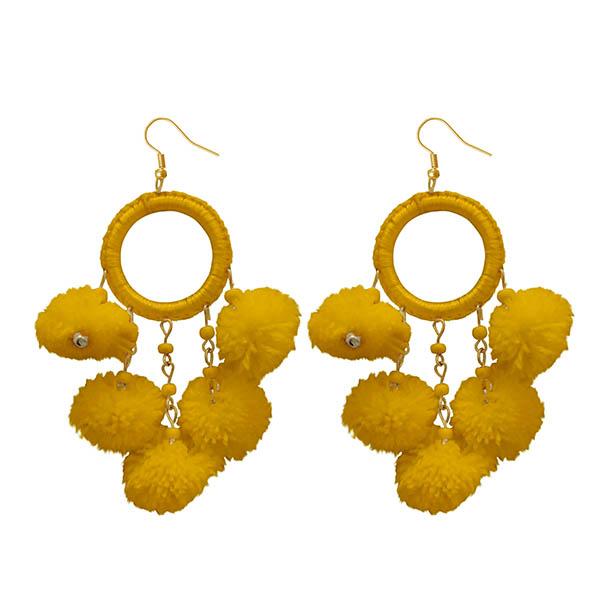 Jeweljunk Yellow Thread Pompom Earrings - 1308348C