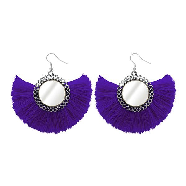 Tip Top Fashions Silver Plated Purple Thread Earrings - 1308349B