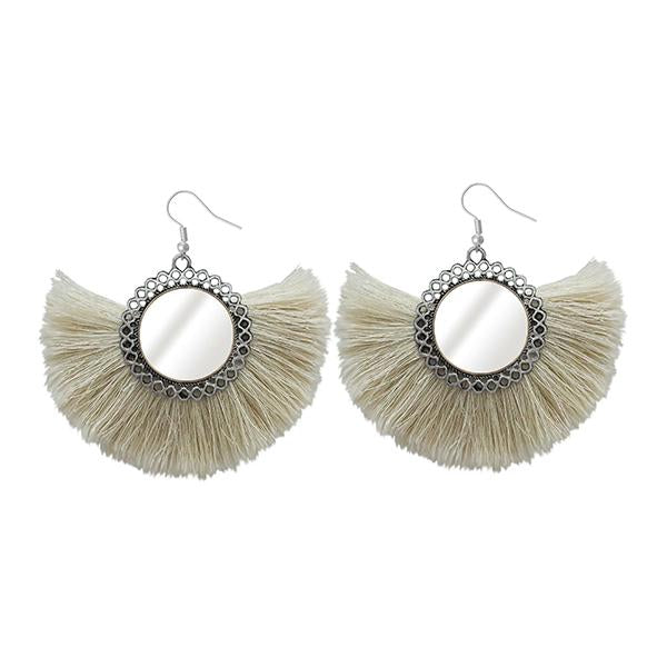 Jeweljunk Silver Plated White Thread Earrings - 1308349F