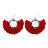 Jeweljunk Silver Plated Red Thread Earrings - 1308349G