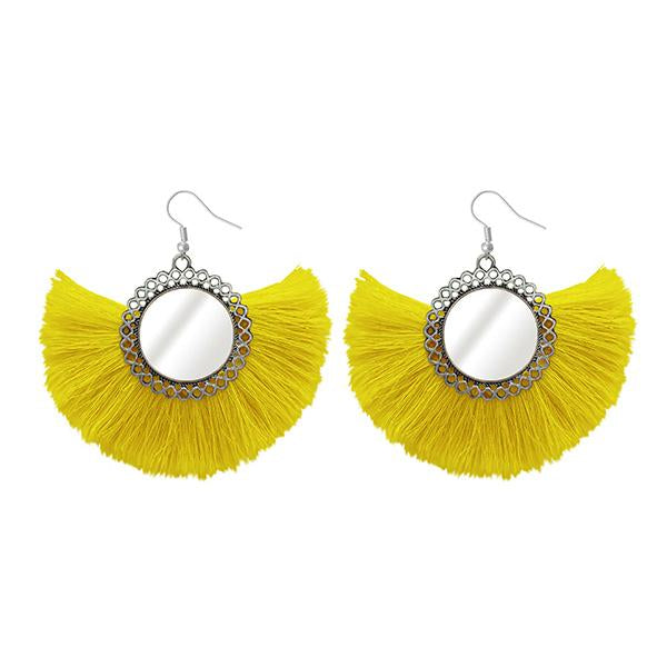 Tip Top Fashions Silver Plated Yellow Thread Earrings - 1308349J