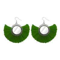 Jeweljunk Silver Plated Green Thread Earrings - 1308349L